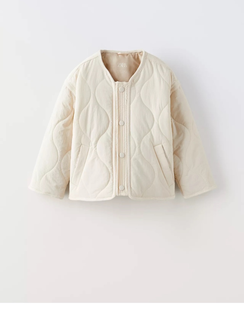 Zara Quilted Puffer Jacket in Light Cream 2-3T